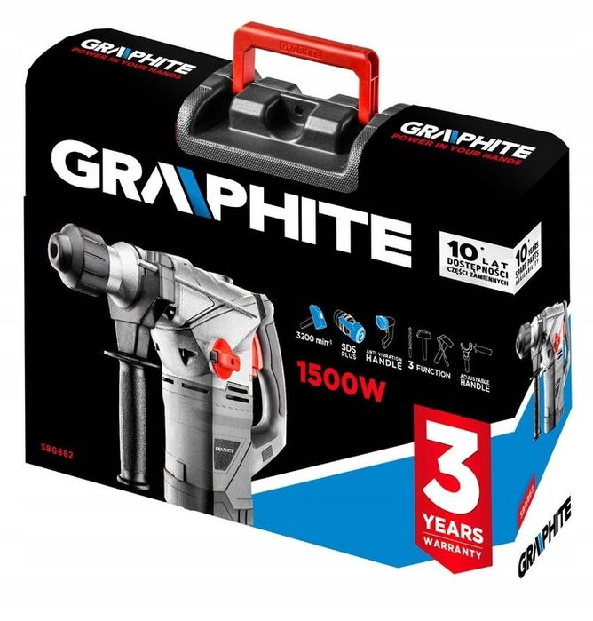 Młot Udarowy (udarowo-obrotowy) Młotowiertarka Sds+ 1500w Graphite 58g
