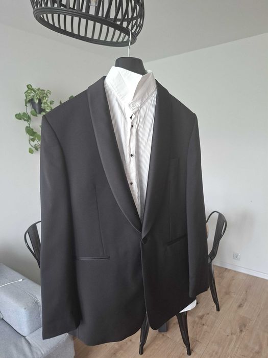 Smoking na 176-178 cm z wełny marzotto cały zestaw na ślub buty Kazar skóra