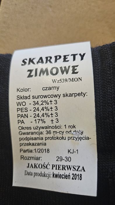 Skarpety wojskowe  zimowe