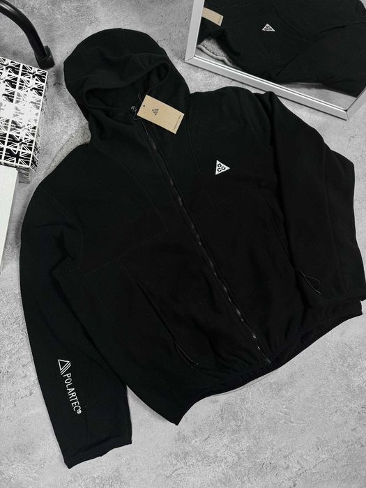 Флісова зіпка Nike ACG Polartec чорна з капюшоном тепла кофта (M-XXL)