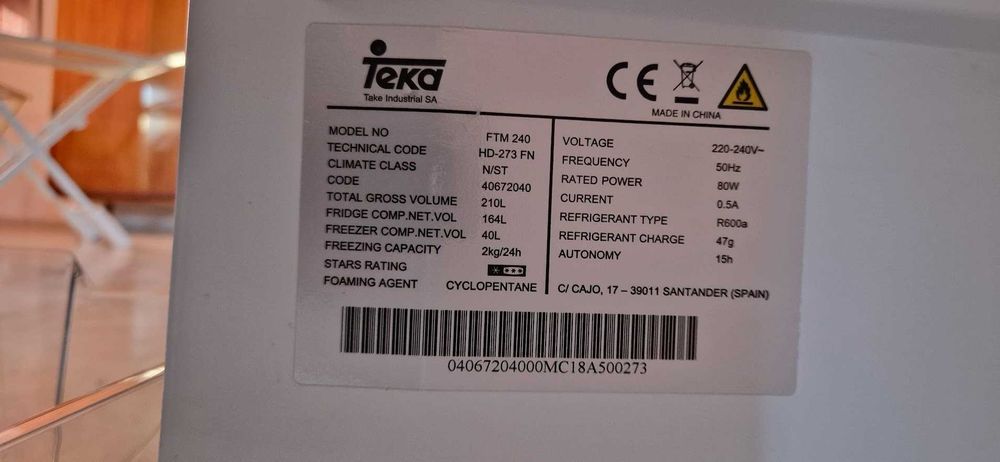 Frigorífico TEKA FTM 240