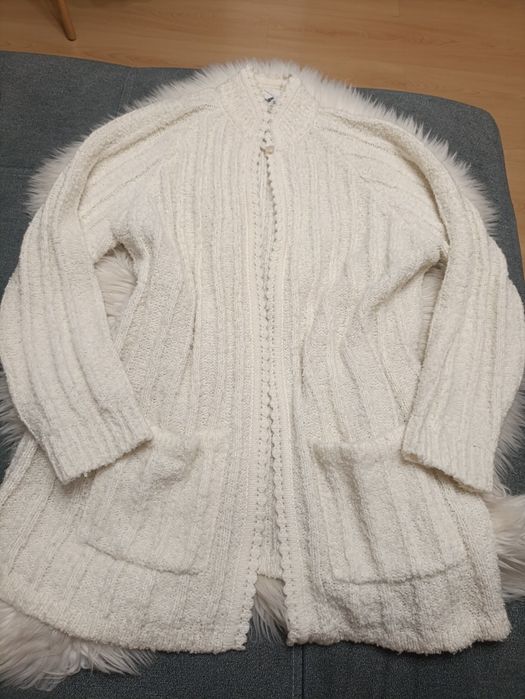 Kardigan sweter damski półgolf kremowy c&a 46