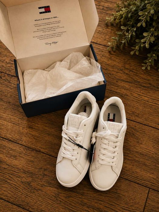 TOMMY JEANS białe sneakersy damskie 38 – NOWE, skórzane, oryginalne