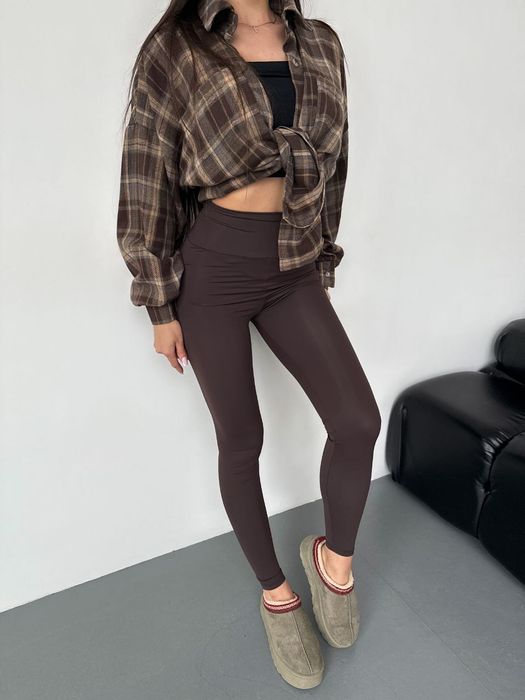 Сорочка у клітинку фланель шоколад