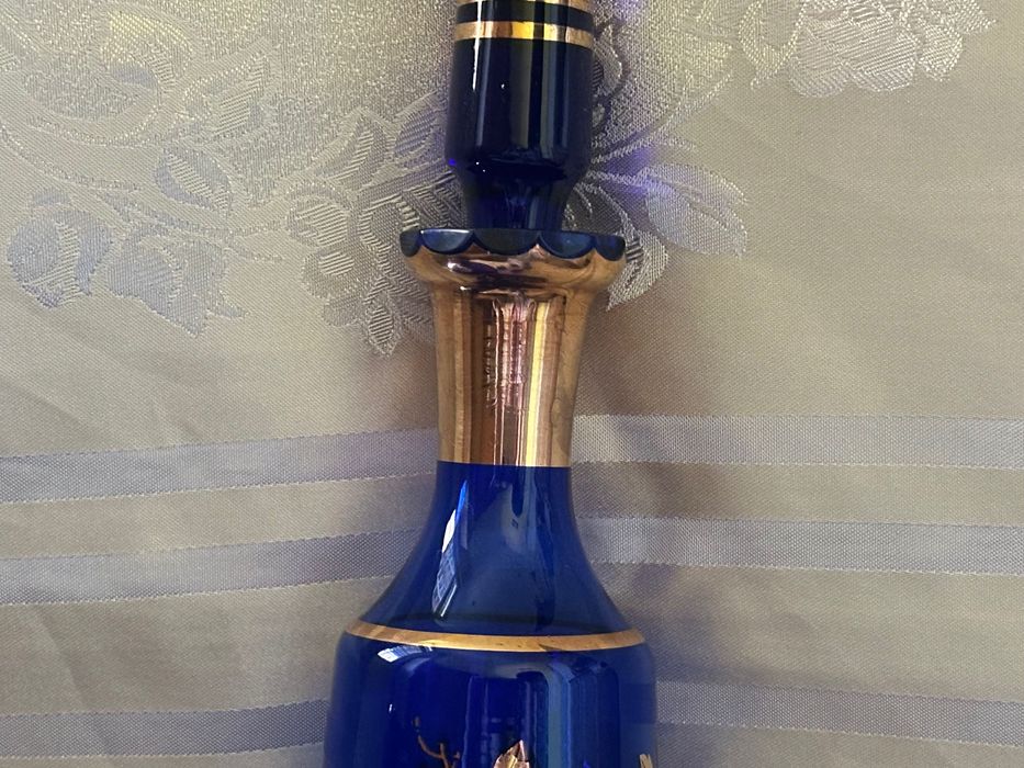 ⸻  Продам вінтажний набір із кобальтового скла Bohemia Crystal (Чехословаччина, до 80-х років
