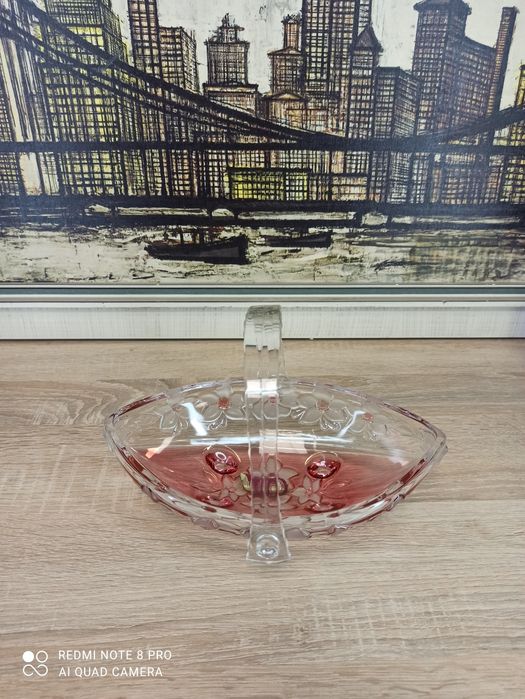 Szklany koszyk dekoracyjny z uchwytem – Walther Glas Germany