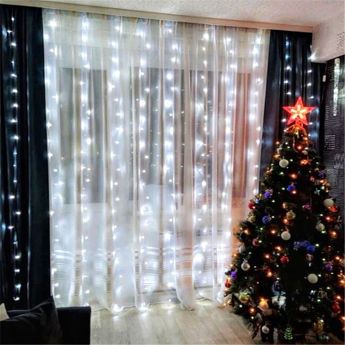 Kurtyna świetlna 3x3m 300led biała ledowa  lampki choinkowe światełka