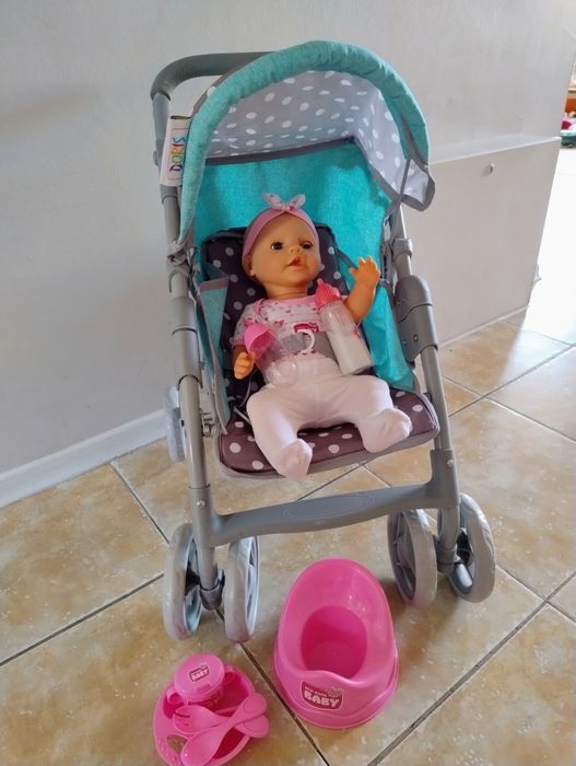 Wózek dla lalek i lalka New Born Baby
