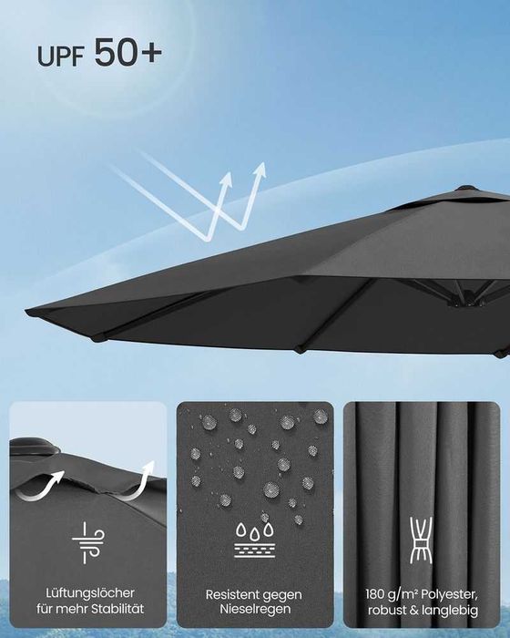 Nowy parasol ogrodowy / 394 x 200cm / ochrona UV / SONGMICS / W1222!