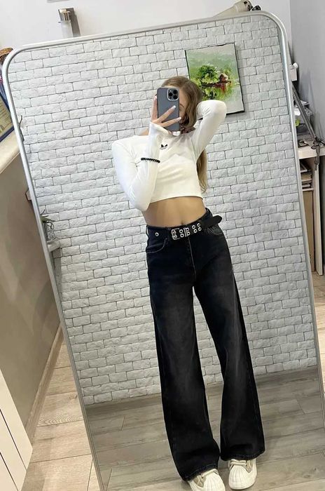 Джинси прямі труби жіночі wide lage.Джинсы прямые трубы женские