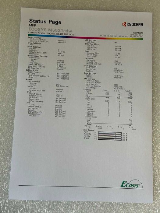 Kyocera ECOSYS M5521cdw kolor laser WiFi duplex skaner niski przebieg