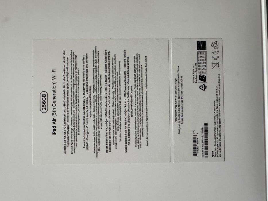 iPad Air (5th Generation) Wi-Fi, 256GB, jak nowy