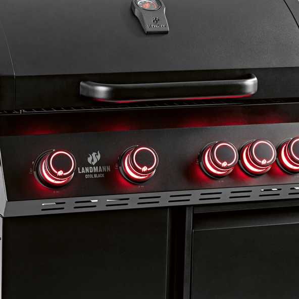 GRILL GAZOWY Landmann Black 4+1 Szuflady DUŻY ŻELIWNY RUSZT+LED 800C