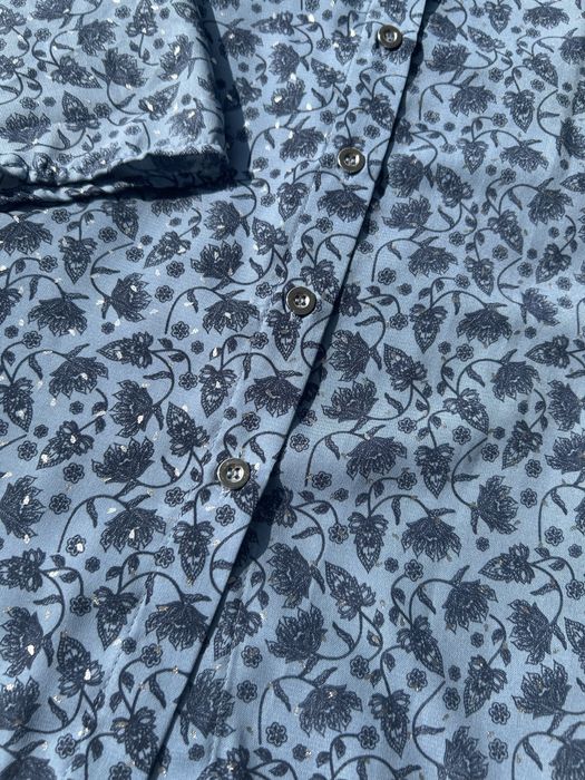 Bluzka koszulowa Kwiatowa Koszula kolor jeans niebieski