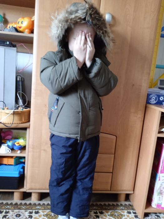 Зимний костюм комбинезон и куртка шапка рост 116