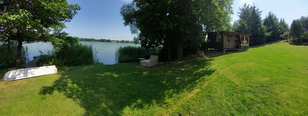 MAZURY Duża działka z linią brzegową Domek i Kemping Święta Lipka