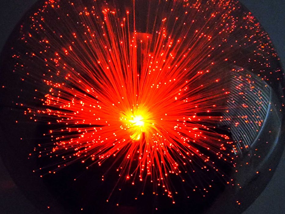 Candeeiro UFO de fibra óptica space age anos 80