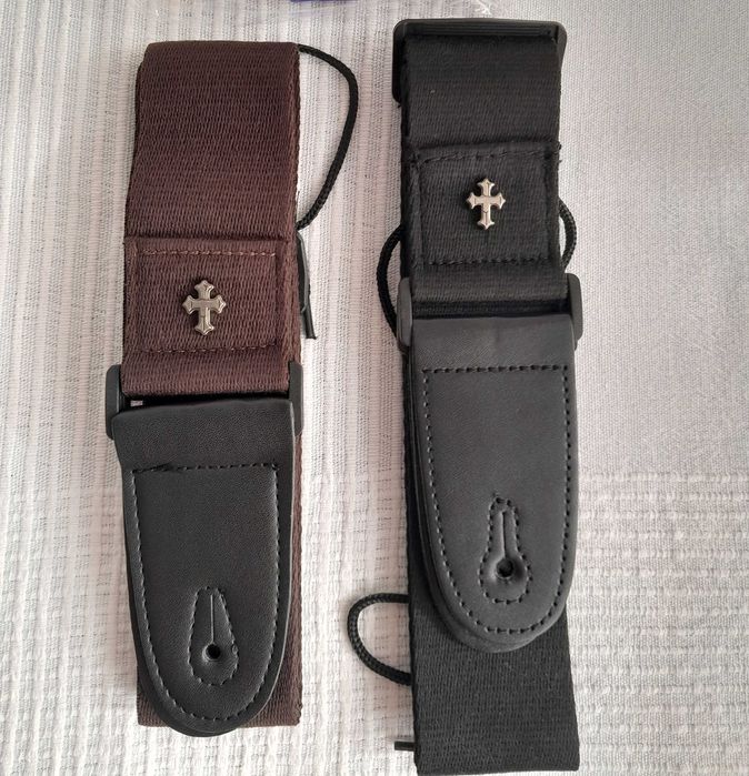 2 paski, pasy do gitary: brązowy (coffee) i czarny