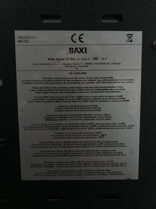 Salamandra a pellets 17kw- Quase Nova