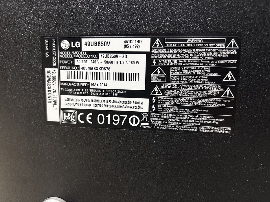 Fonte de alimentação para TV LG 49UB850 ou 48UB850