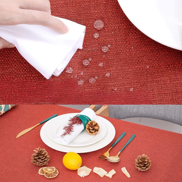 BAZIOE Obrus na Stół Wodoodporny Duży 145x240 cm Czerwony