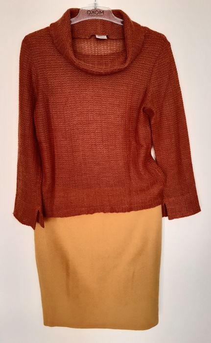 Musztardow miodowa spódnica 40 jesienna