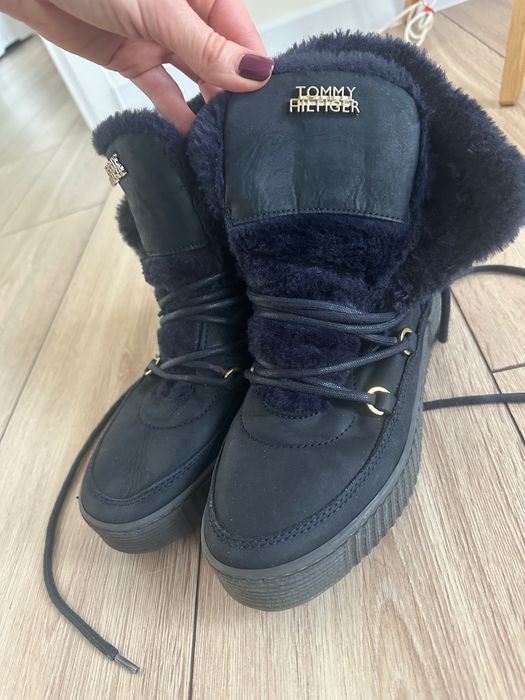 Skórzane botki Buty tommy Hilfiger damskie na zimę 39