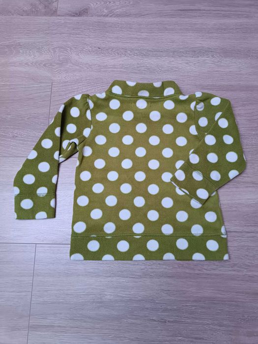 Bluza długi rękaw oliwkowy polar białe grochy półgolf 'M&S' 104