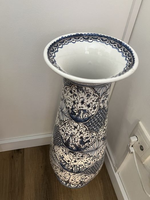Pote alto decorativo "Conímbriga" – faiança pintada à mão (1 metro alt