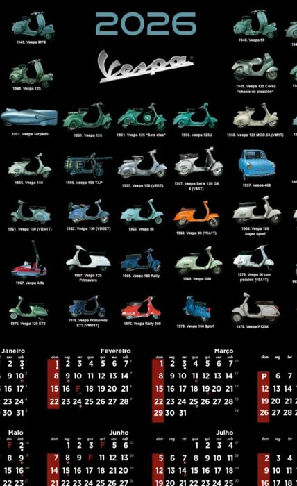 Vespa & lambretta calendário 2026