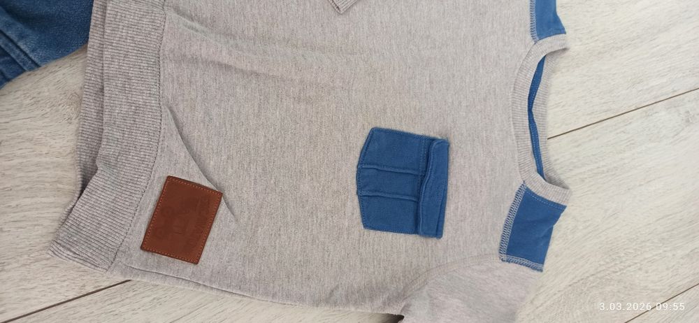 Joggery 104 + bluza szara sweter 110