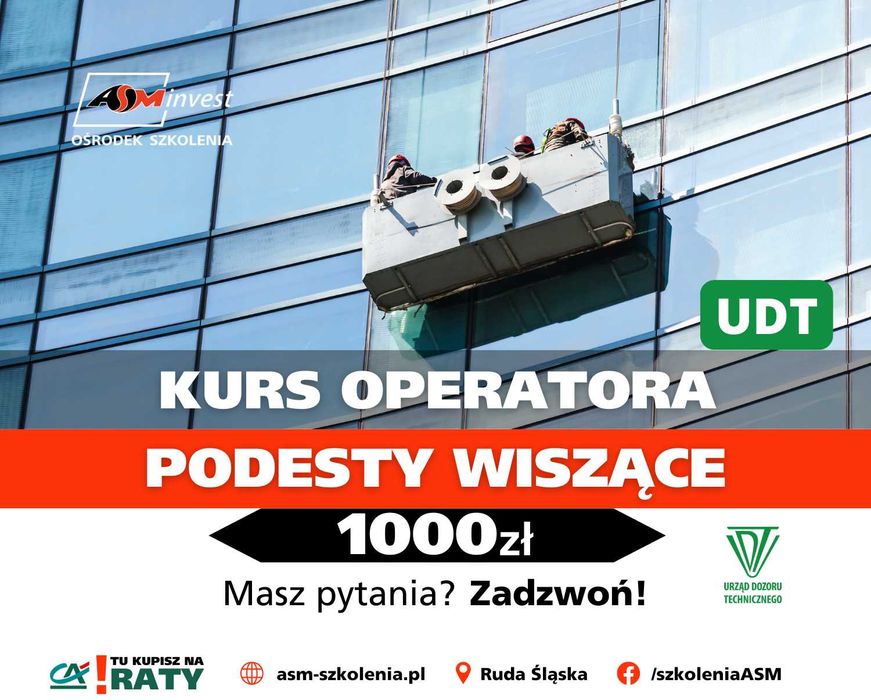 Kurs operatora podestów ruchomych WISZĄCYCH uprawnienia platformy