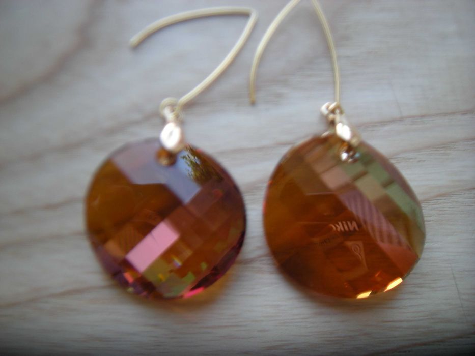 kolczyki 6,5cm kryształy Swarovski twist 28mm brąz/rudy