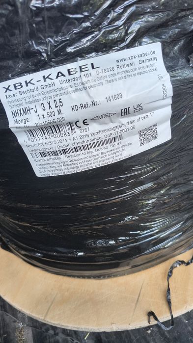 Kabel 3x2.5 biały drut