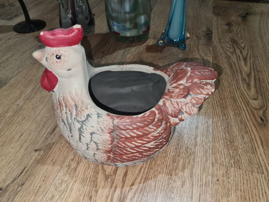 Patera, koszyk, doniczka Kura PRL kurka