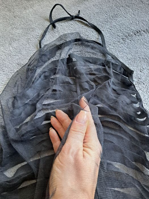 Sexi komplet top+stringi z czarnej siateczki rozmiar S/M