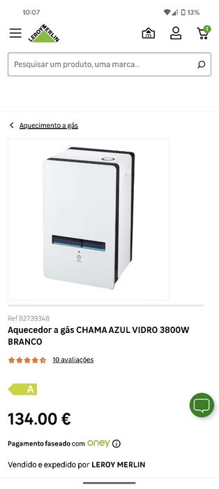 Aquecedor a gás chama azul Galp cor preto