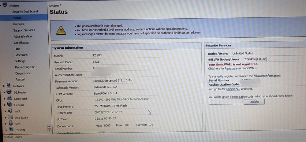 SonicWall TZ200 Router / Firewall / VPN64585430393090122