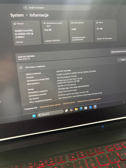 Laptop Acer nitro 5 OPIS