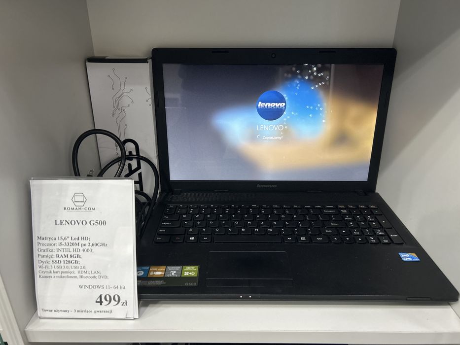 Laptop Lenovo G500: SSD-128GB/RAM-8GB/i5-3320M po 2,6GHz/DVD/15,6"/W10