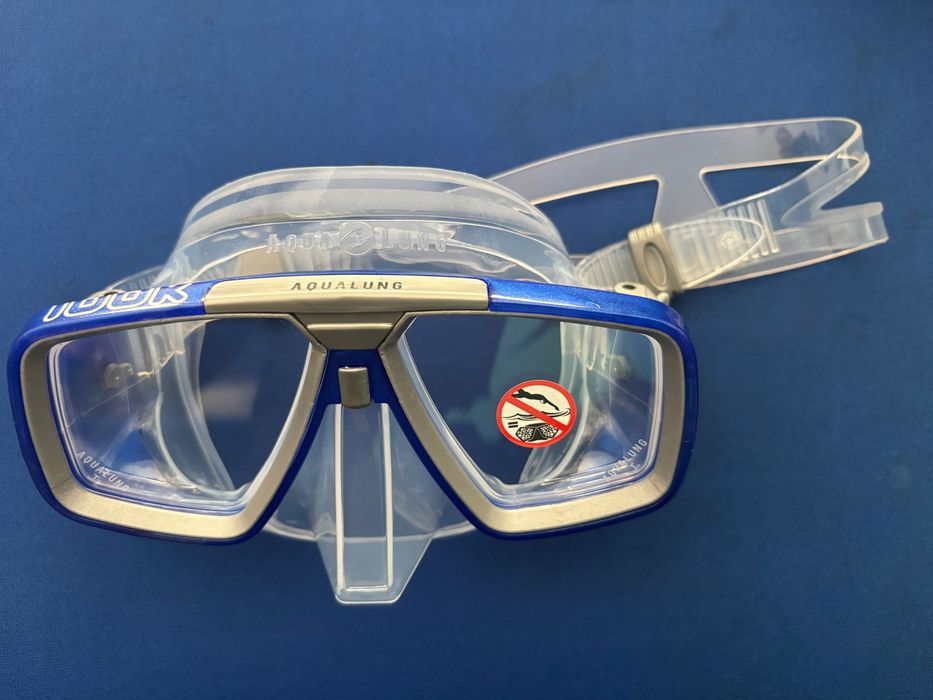 Maska nurkowa Look firmy Aqualung/Technisub przezroczysty silikon niebieska ramka
