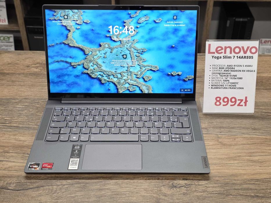 Laptop Lenovo Yoga Slim 7 14ARE05 Ryzen 5 4500U/8GB/1024GB/WIN11 stan db gwarancja