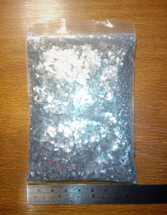 Saquinho de purpurinas hexagonais prateadas Amazon