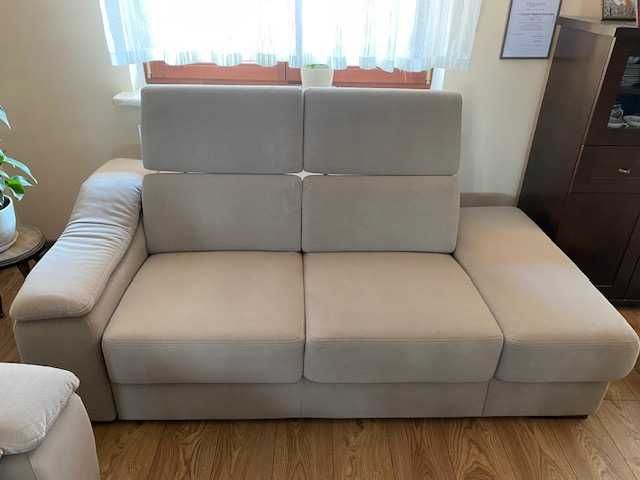 Sofa + fotel ze składanymi zagłówkami