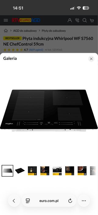 Płyta indukcyjna Whirlpool WF S7560 NE ChefControl 59cm