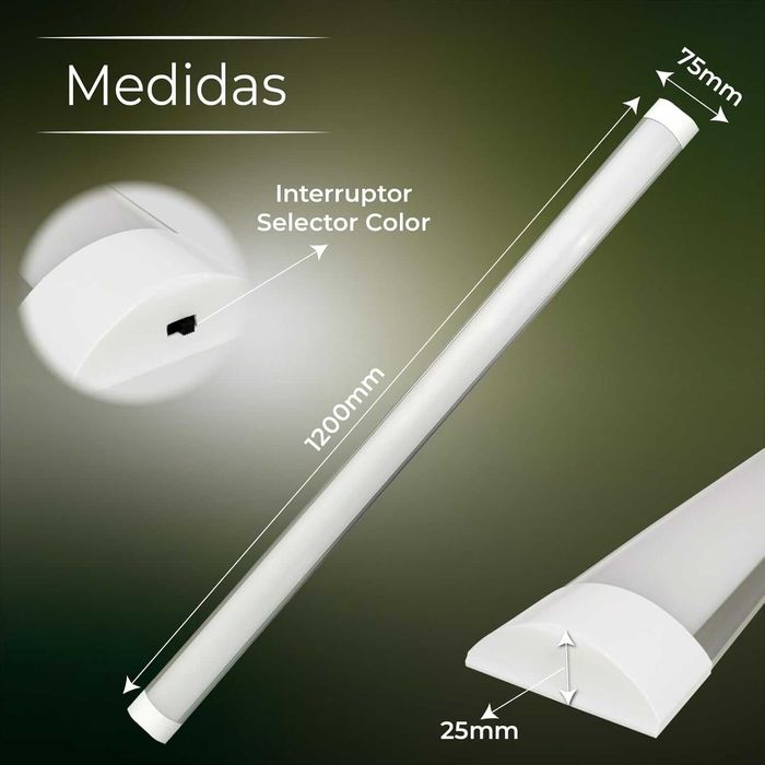 Foco Led Bancada WC Cozinha 120CM 3Modos 3000/4000/6000K - 4000Lm