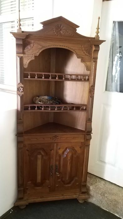 Móvel Cantoneira de Canto Apoio Madeira Maciça Trabalhada Vintage