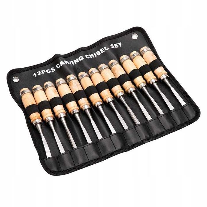 zestaw DŁUT do DREWNA rzeźbienia dłuta stolarskie 12szt snycerskie