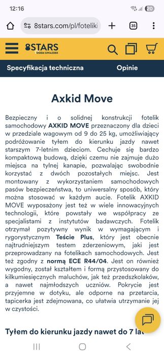 Fotelik axkid move 9-25kg