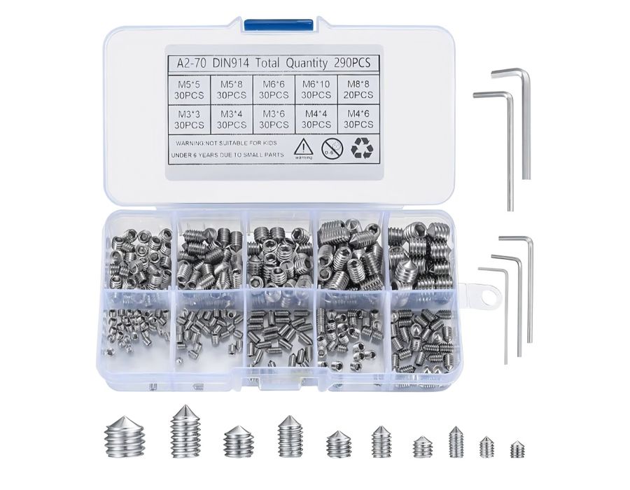 290 śrub stożkowych z łbem kulowym M3/M4/M5/M6/M8 do klamek, itp.